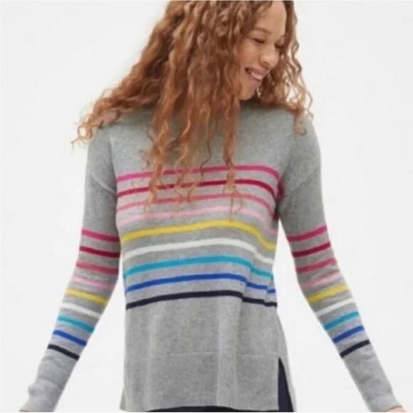 Gap Wool Blend Gray Rainbow Stripe Sweater Size XS - Picture 4 of 12